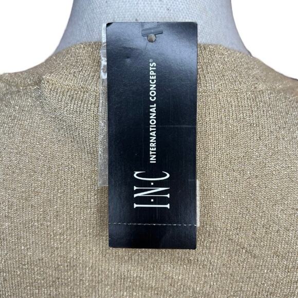 INC International Concepts Y2K metallic gold shimmer sweater NEW dead stock - Picture 5 of 9